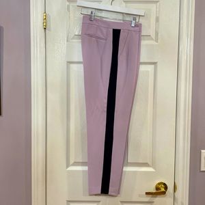 Tuxedo stripe ankle length dress pants - lavender with navy stripe